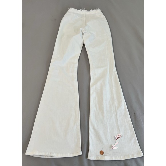 BDG Ruched V-Front Flare‎ Jean - WHITE - SIZE 25 Women's Y2K 33" Inseam - Picture 2 of 13